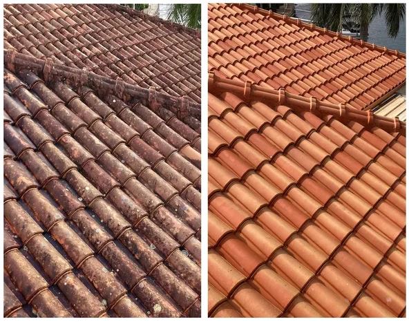 Lavagem de telhados - antes e depois